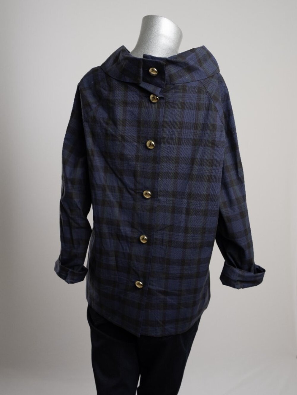 Sail to Sable Blackwatch Plaid Long Sleeve Cowl Neck Top - Picture 3 of 6